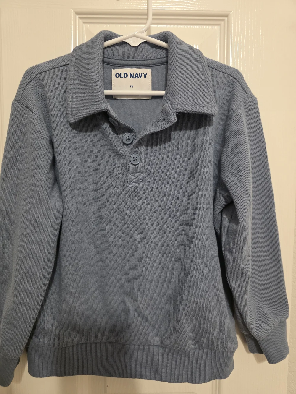 Old Navy Boys Long Sleeve Button Polo in Dusty Blue